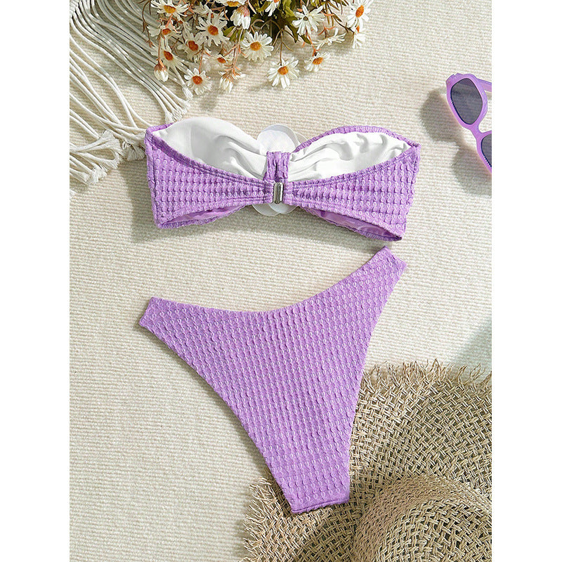 Dame Bandeau-Bikini med moderigtigt strukturdesign Skovae