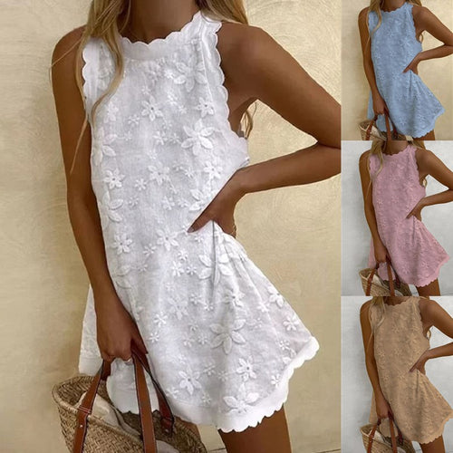Dame Farverigt broderet sommerkjole Stilla