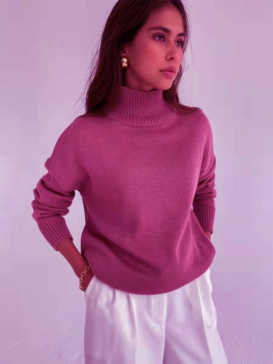 Dame elegant rullekrave sweater i fint strik Stilla