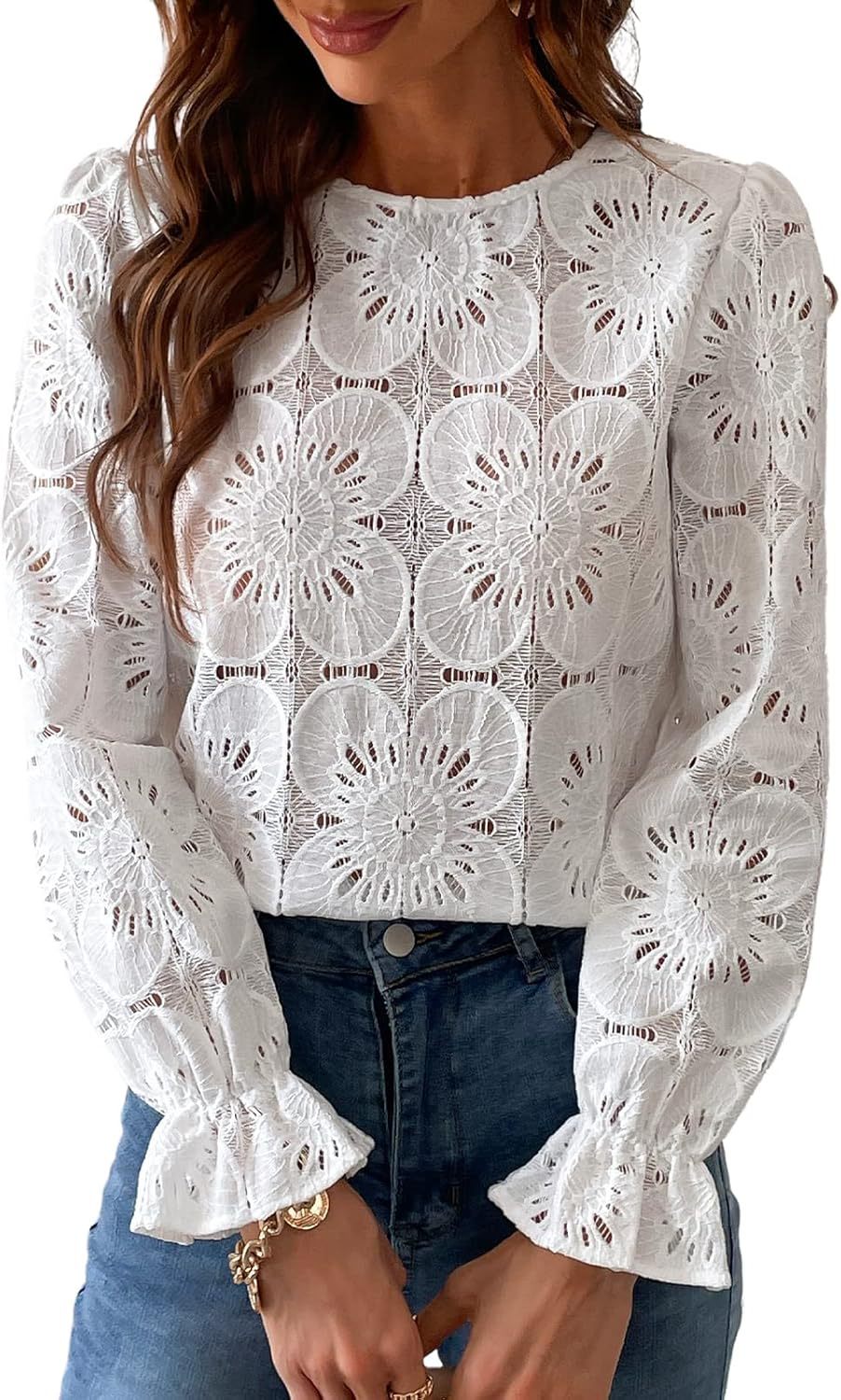 Damebluse med floral spids Stilla
