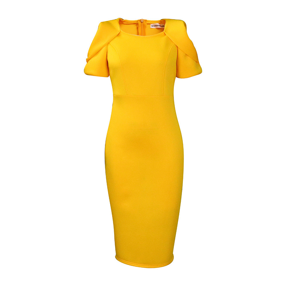 Dame Bodycon Kjole med strukturerede Puffærmer og elegant Design Stilla