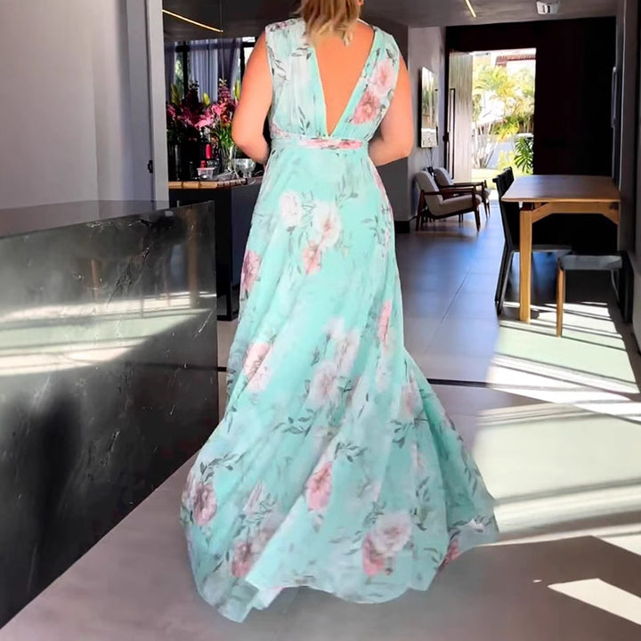 Dame Maxikjole med flydende chiffon og romantisk blomsterbroderi Stilla