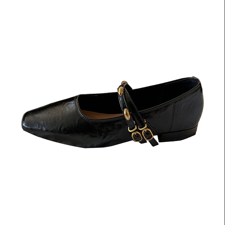 Dame Square-Toe Mary Jane ballerinaer med dekorativ rem Stilla