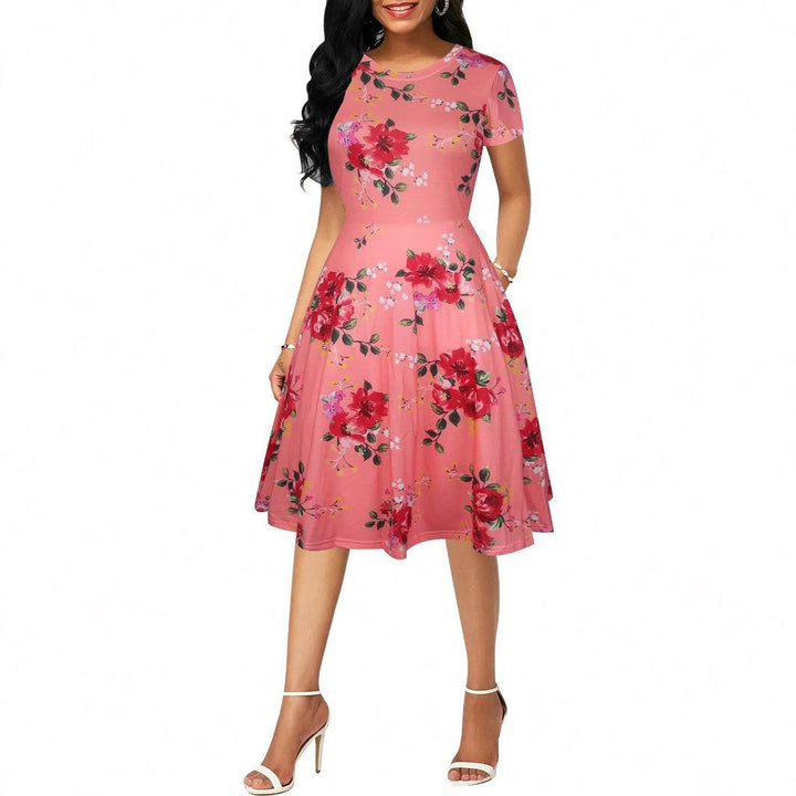 Stilla | Casual Print Rund Hals Lomme Casual Kjole