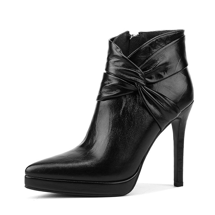 Dame High-Heel Cropped Støvler med dekorativt rynket design Stilla