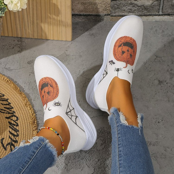Dame Slip-On Sneakers med Halloween-motiv og åndbart design Stilla
