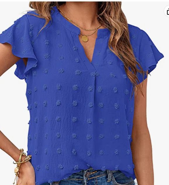 Dame elegant blouse med fint strukturdesign og korte ærmer Stilla
