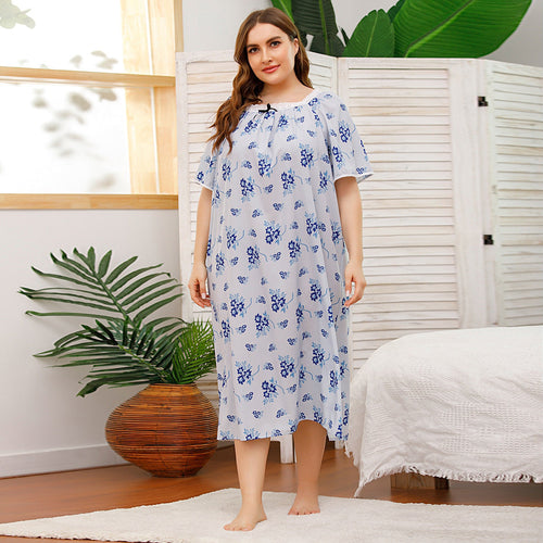 Stilla | Behagelig Plus Size Blonde Sammensætning Print Natkjole