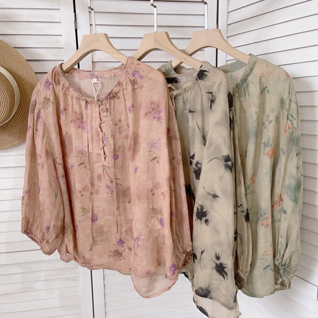 Femme Floral Print Relaxed Fit Bluse Stilla