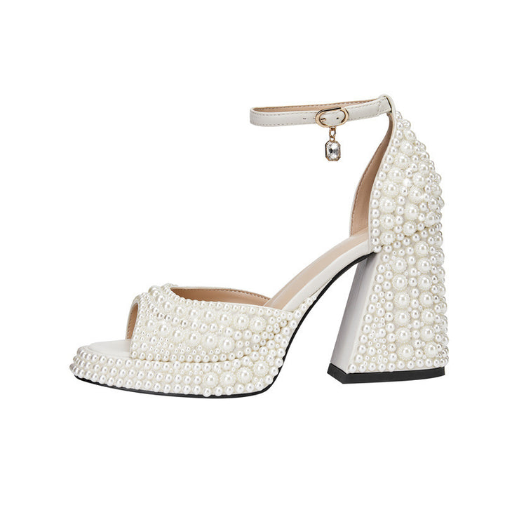 Femme Elegante Perle Blokhæl Sandaler Stilla