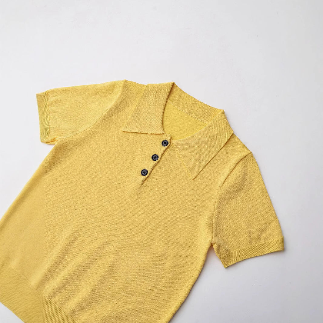 Femme Strik-Polo med knapdetalje Stilla