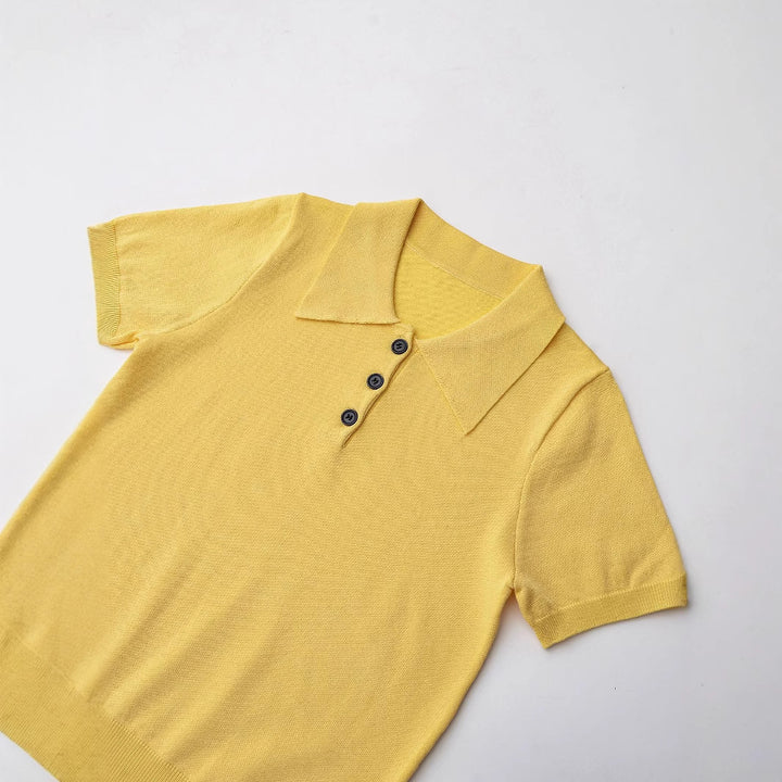 Femme Strik-Polo med knapdetalje Stilla