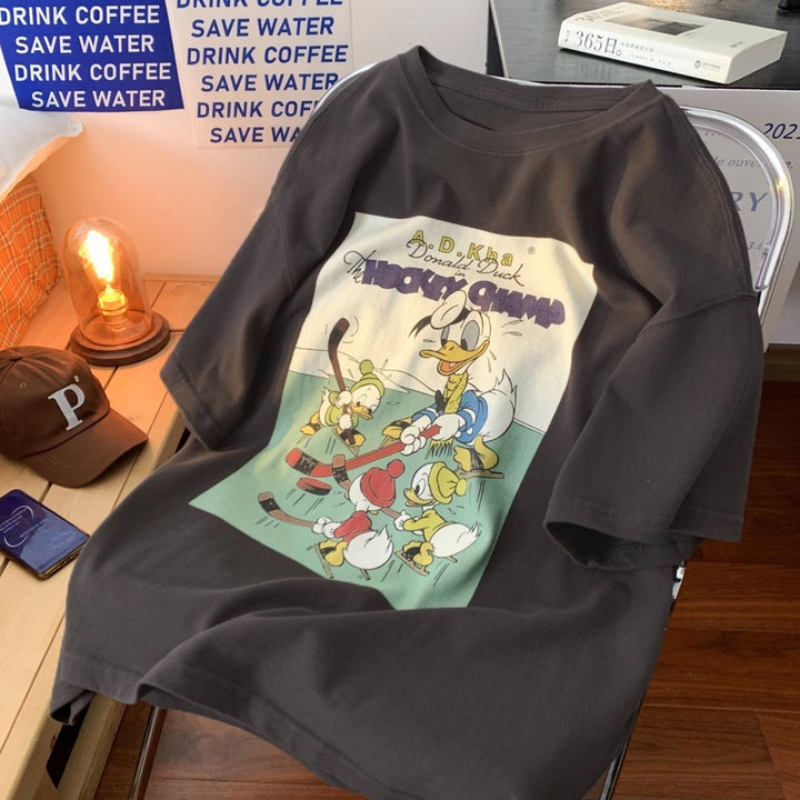 Dame T-shirt med historisk comic-print og casual snit Stilla