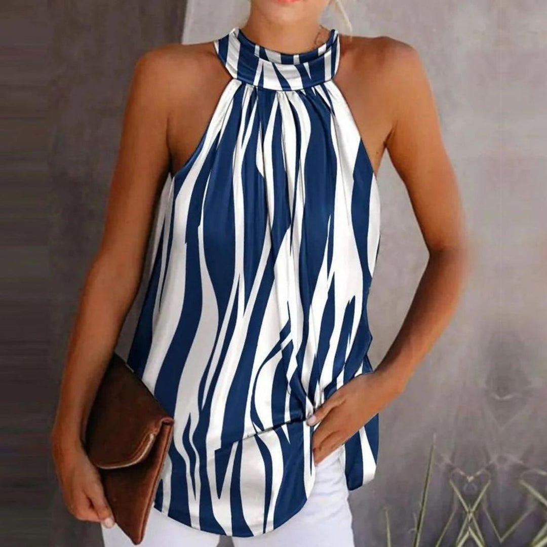 Dame Stilfuldt Halterneck Top med smock-design Stilla
