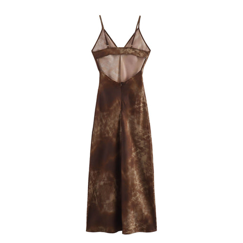 Femme Maxi Slip Kjole med justerbare Spaghetti-stropper Stilla