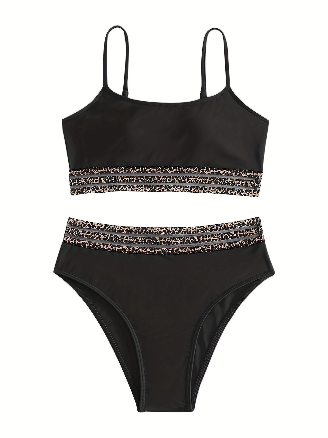 Dame bikini-sæt med elastisk taljebånd og modetrendstribet design Stilla