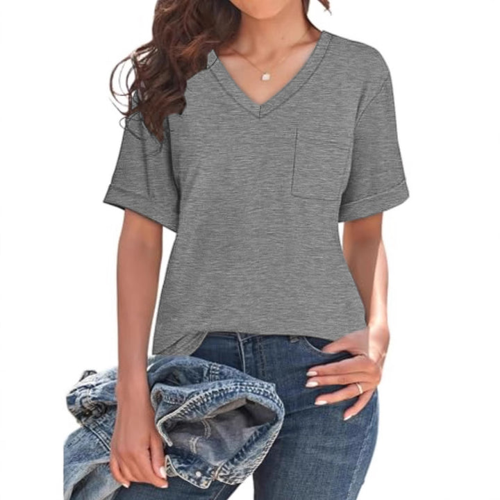 Dame V-hals T-shirt med løs pasform Stilla