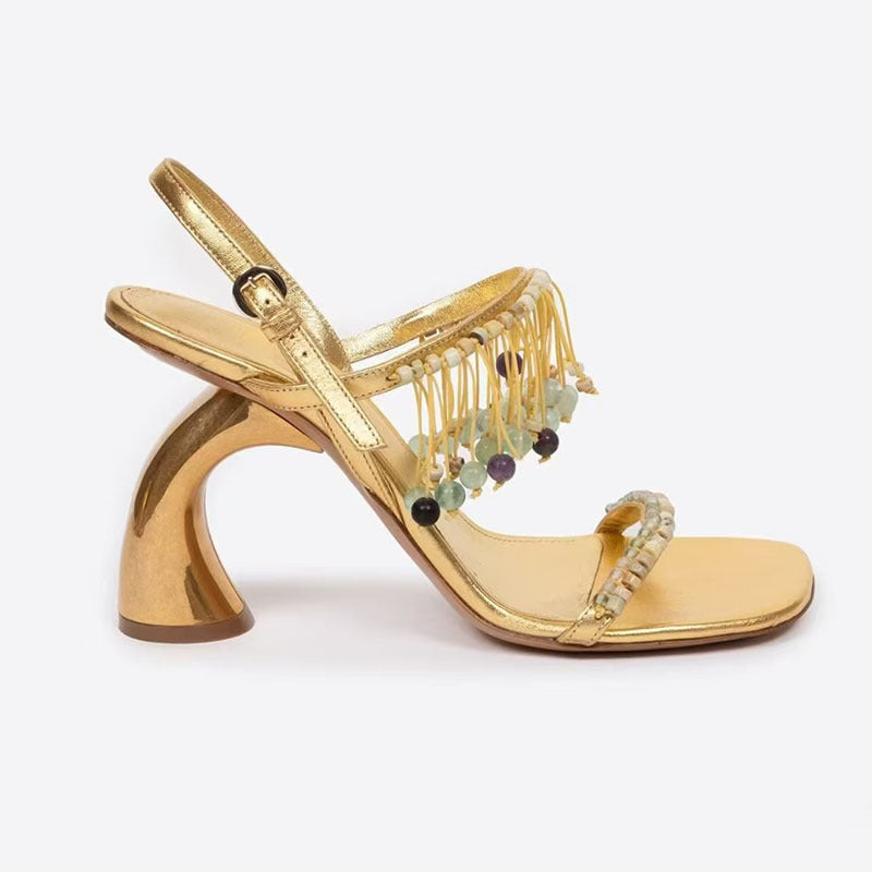 Femme Dekorative Fransen Blokhæle Sandaler Stilla