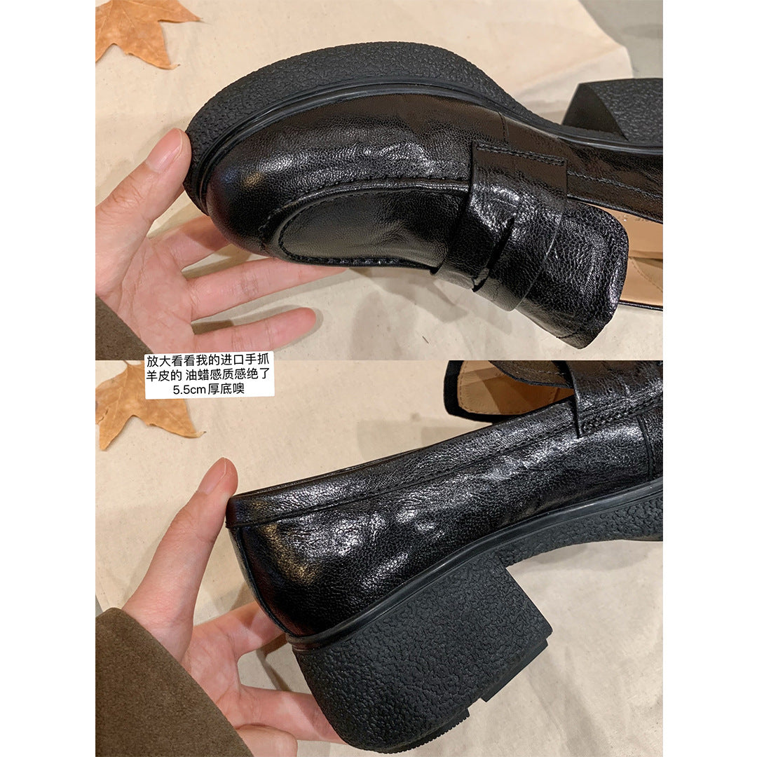 Dame Chunky Platform Loafers med dekorativ rem Stilla