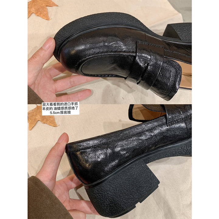 Dame Chunky Platform Loafers med dekorativ rem Stilla