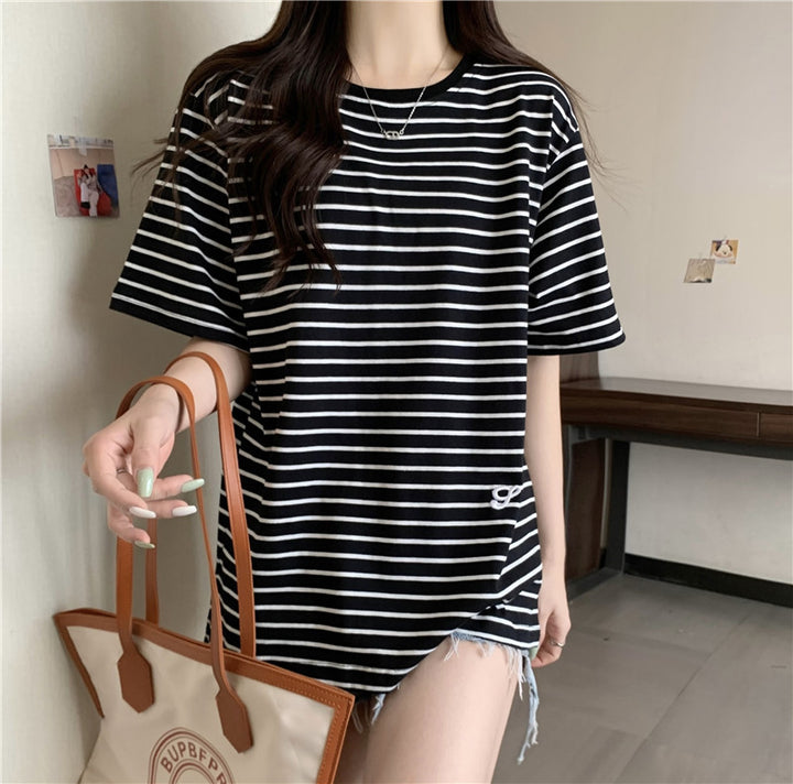 Damer Stribet Oversized T-Shirt Stilla
