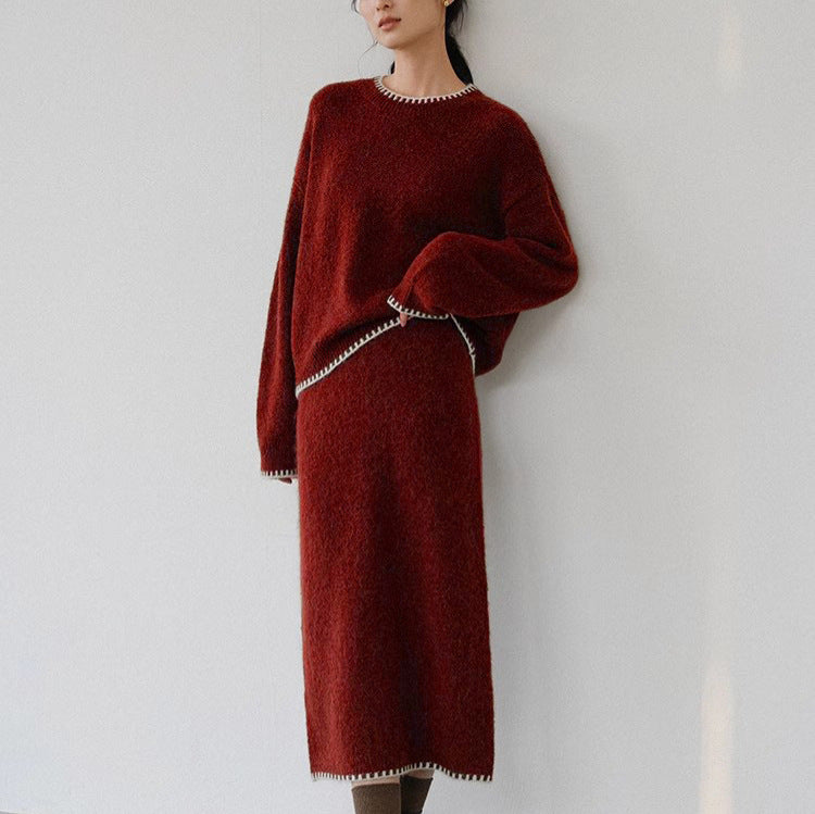 Kvinders hyggelige strik ensemble med elegante detaljer Stilla