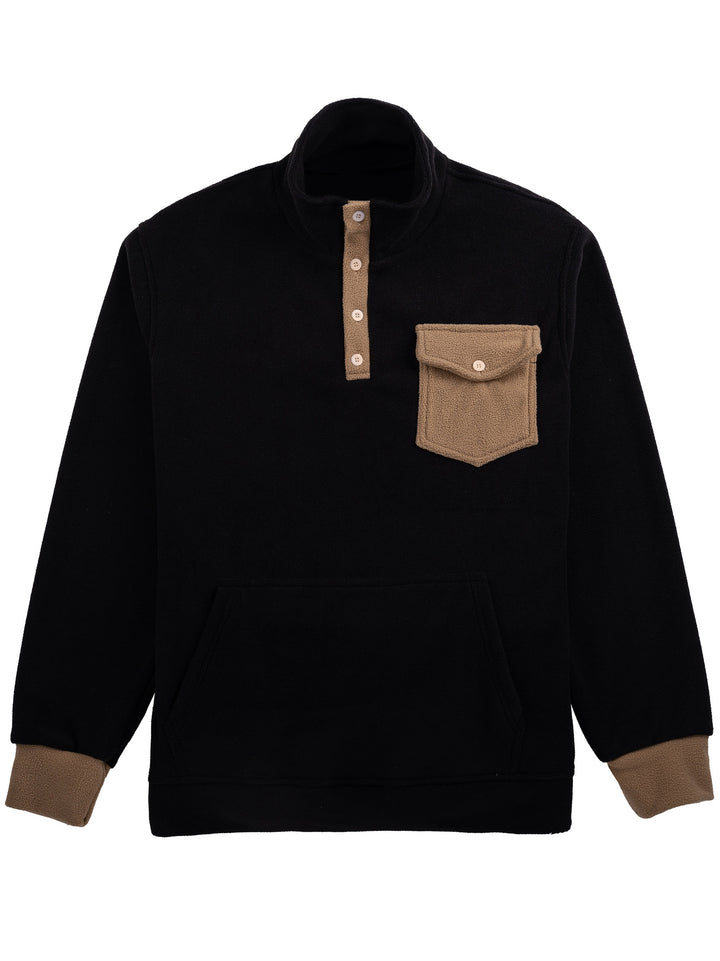 Herrer sweatshirt med moderne ståkrave og påsyet lomme Stilla