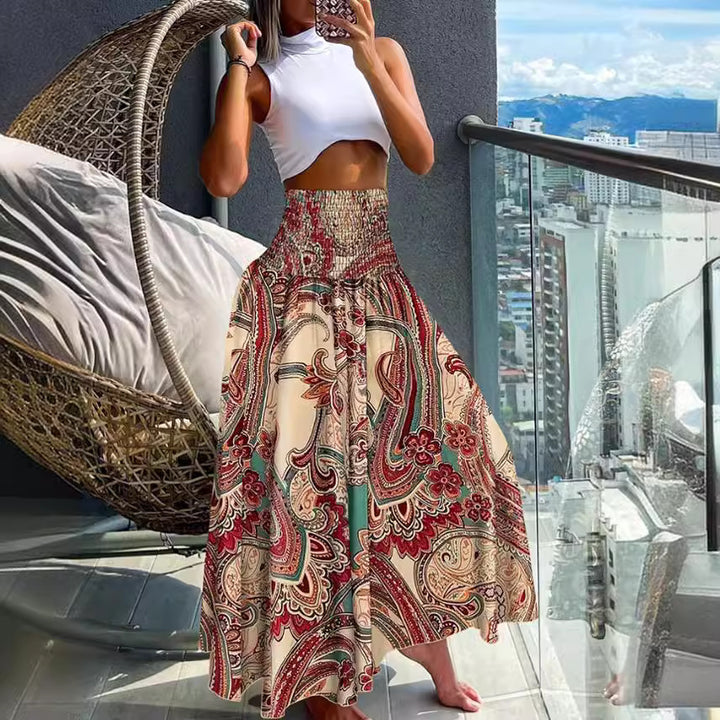 Dame Bohemian Trykt Maxi Nederdel Stilla