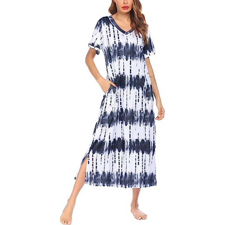 Dame natkjole i moderne Tie-Dye design med sidelommer Stilla