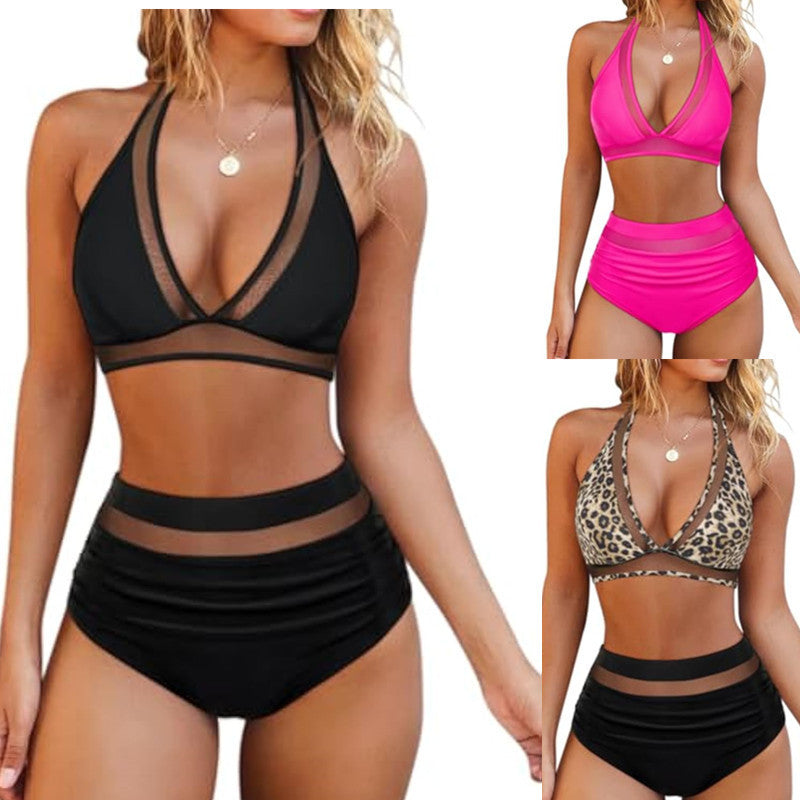 Dame Højskåret Bikini med trendy Transparent-Design Skovae