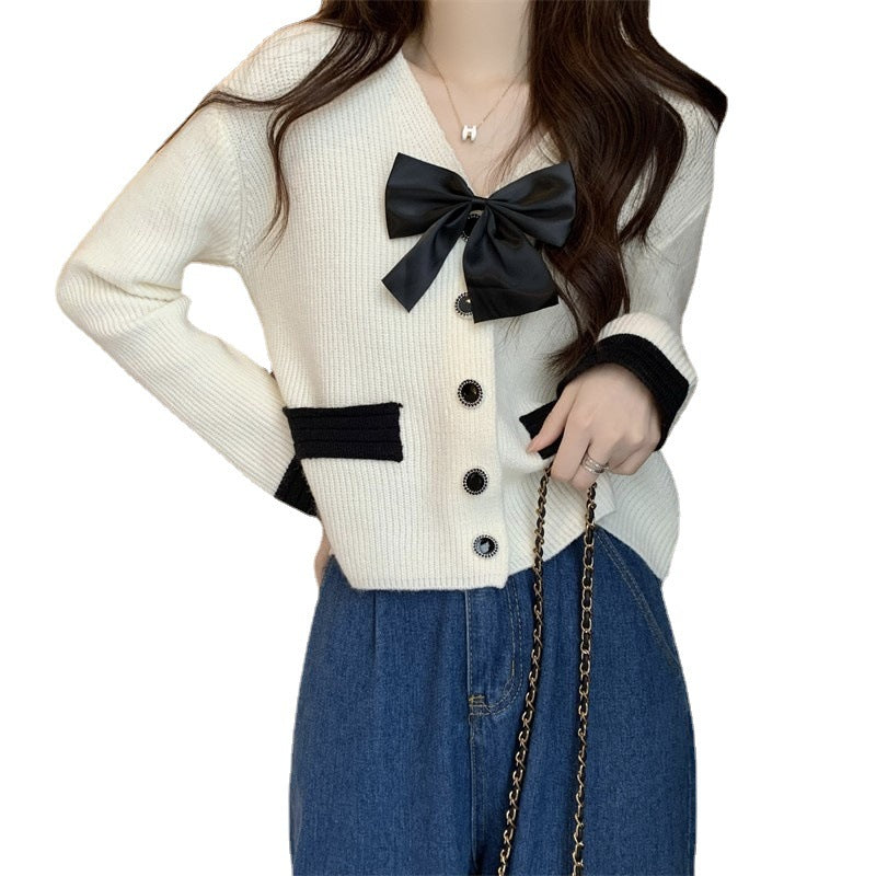 Femme Bow-Detail Strik-Cardigan Stilla