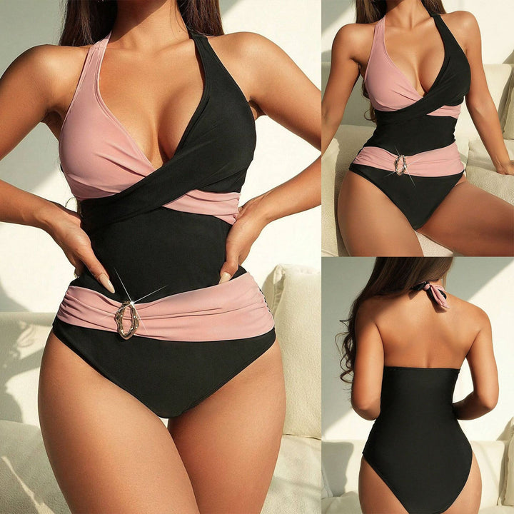 Dame One-Piece Badedragt med elegant indpakningsdesign og fashionable accenter Stilla