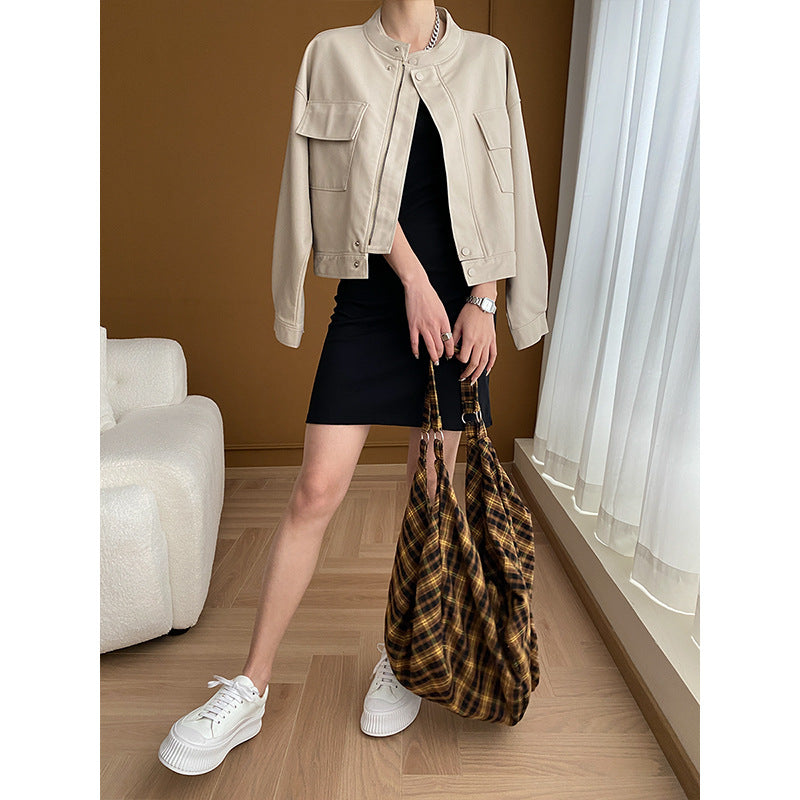 Dame trendy kunstlæderjakke med praktiske lommer Stilla