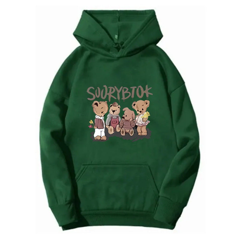 Dame hoodie med legesyg bjørnemotiv Skovae