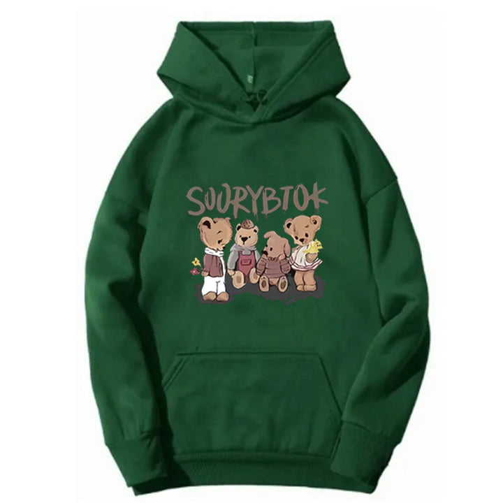 Dame hoodie med legesyg bjørnemotiv Skovae