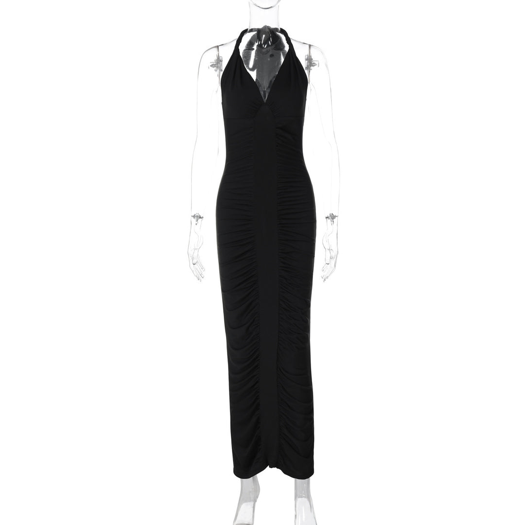 Dame Elegant Maxikjole med raffineret Halterneck og smigrende Flæser Stilla