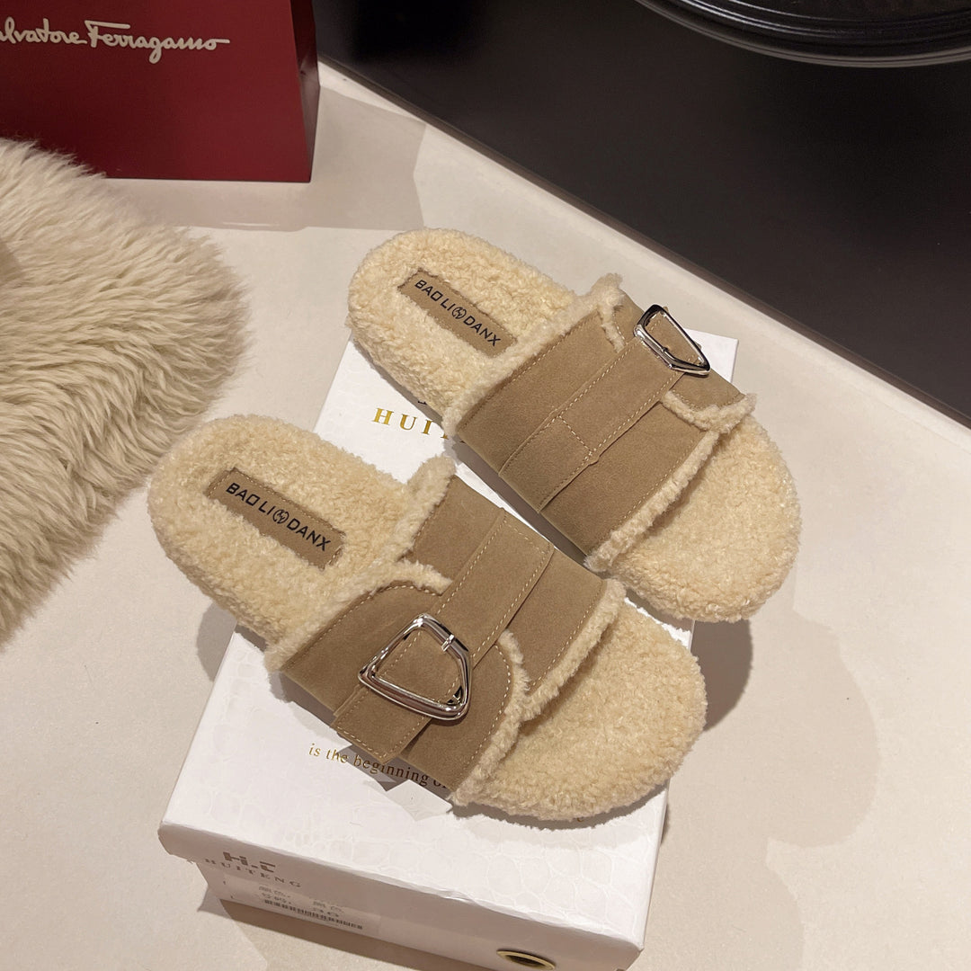 Femme Cozy Faux Fur Slide Sandaler Stilla
