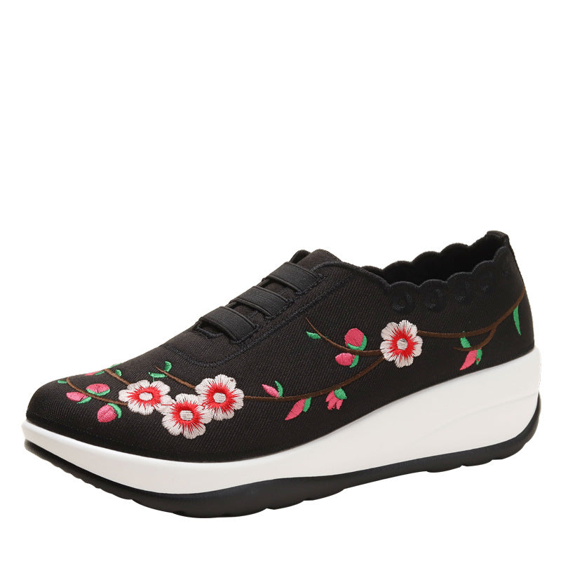 Dame sneakers med floral broderi og elastisk indgang Stilla
