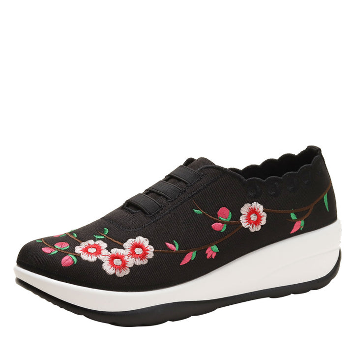 Dame sneakers med floral broderi og elastisk indgang Stilla