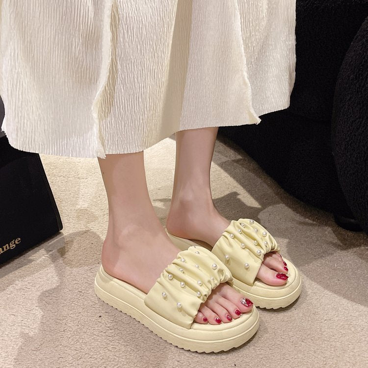 Dame Riemchen-sandaler med skridsikre såler og dekorativ perledesign Stilla