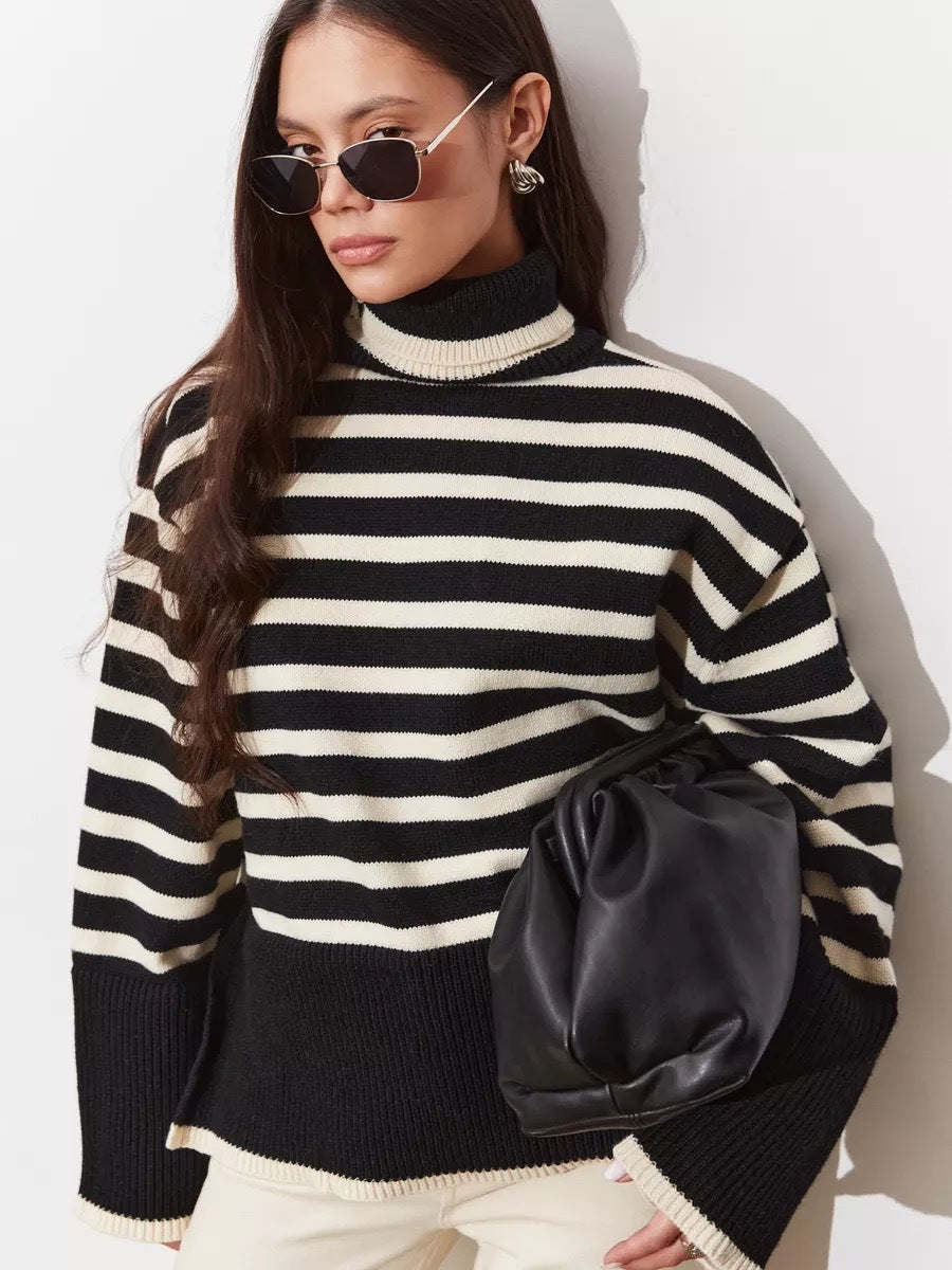 Femme Stribet Overdimensioneret Strikpullover Stilla