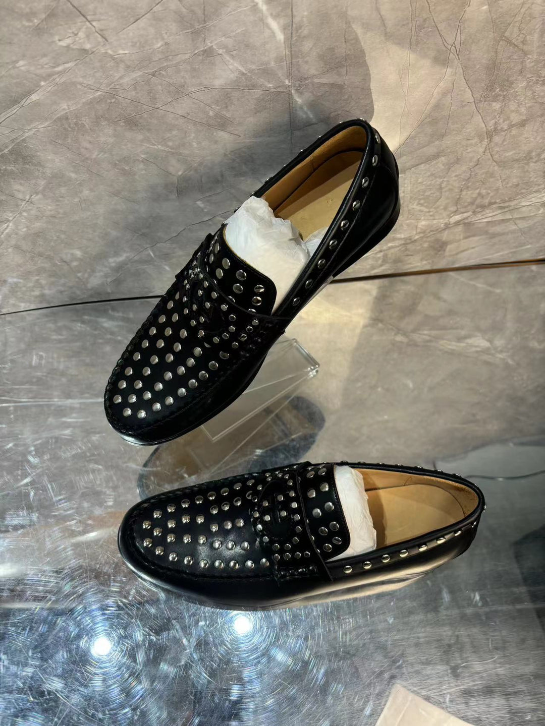 Mænds negledekorerede læderslippers Stilla