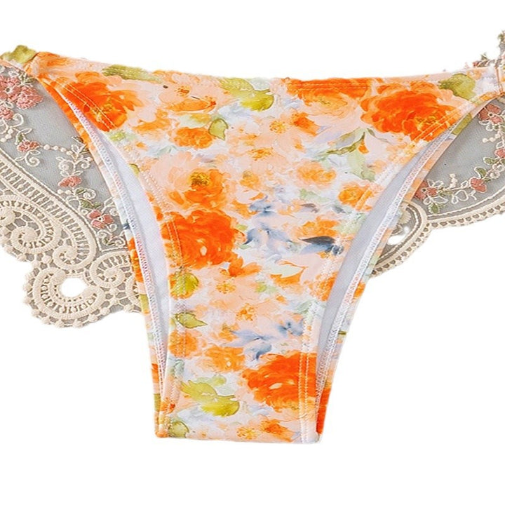 Dame Floral Print Bandeau Bikini Sæt Stilla 1750922839