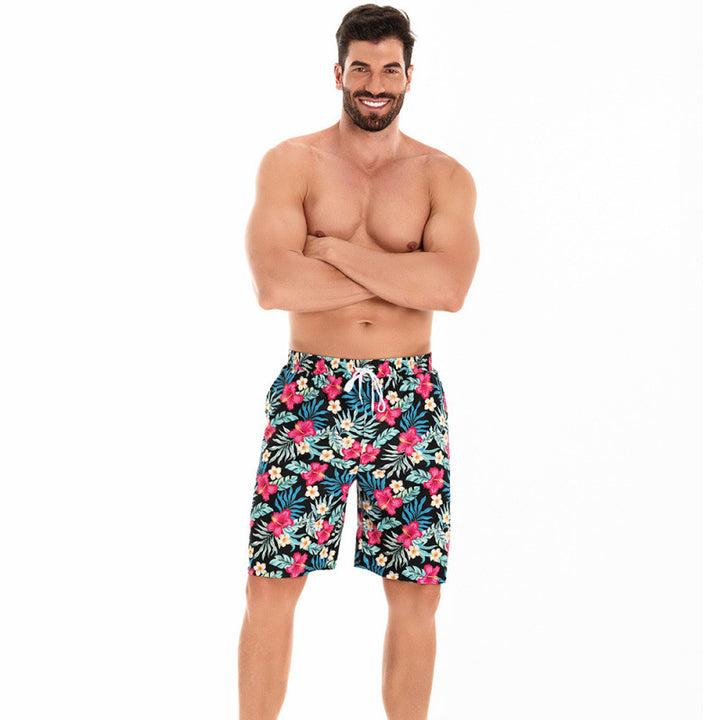 Herre badshorts med blomster mønster og elastisk talje Skovae