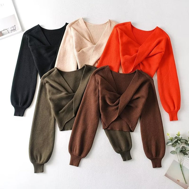 Dame Crop-Cardigan med elegant vinkellook og voluminøse ærmer Stilla