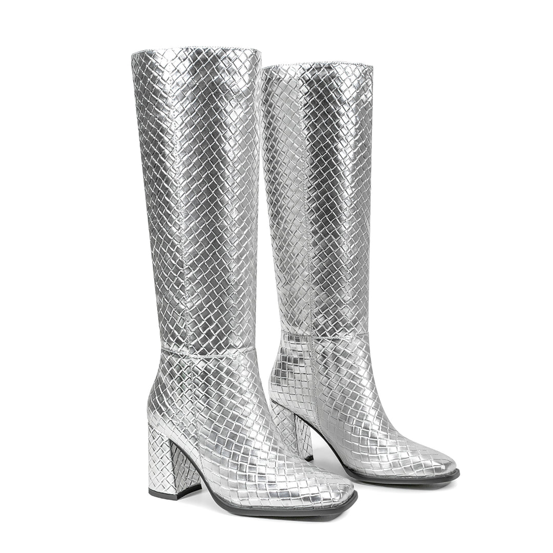 Femme Over-the-Knee Metallic Blockhæls støvler Stilla