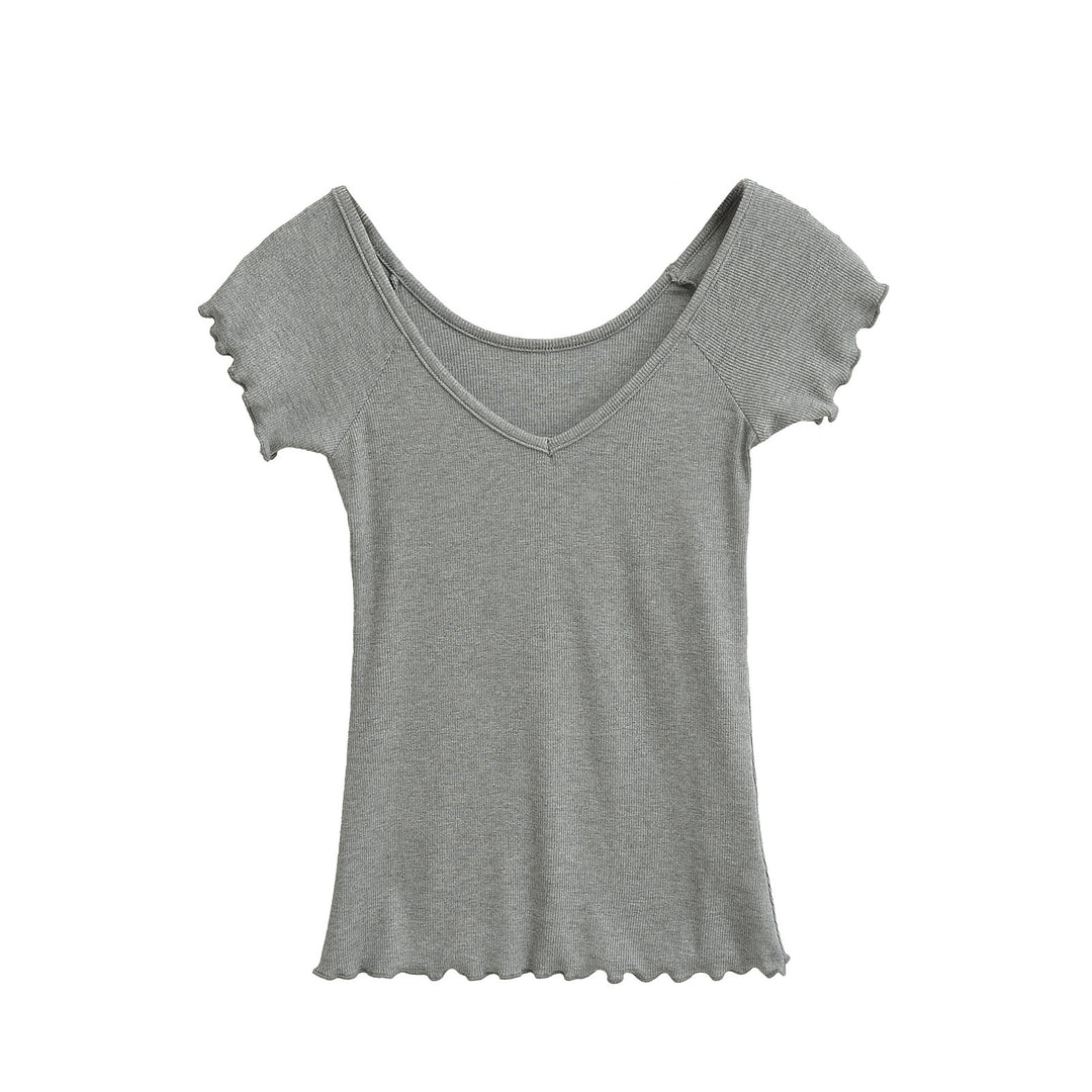 Dame alsidig, let T-shirt med rynket kant Stilla
