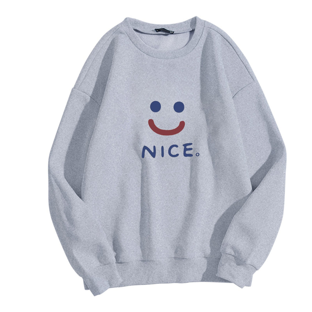 Kvinder casual sweatshirt med muntert smil motiv Skovae