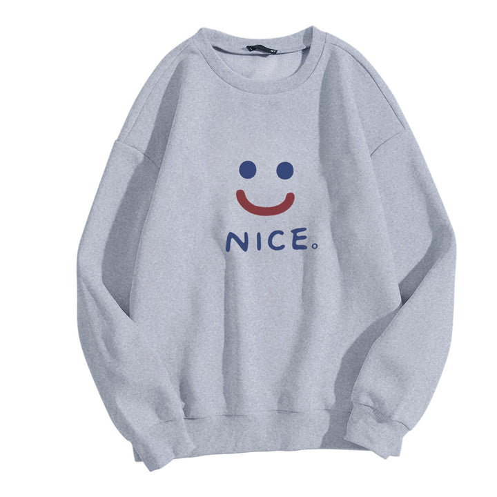 Kvinder casual sweatshirt med muntert smil motiv Skovae