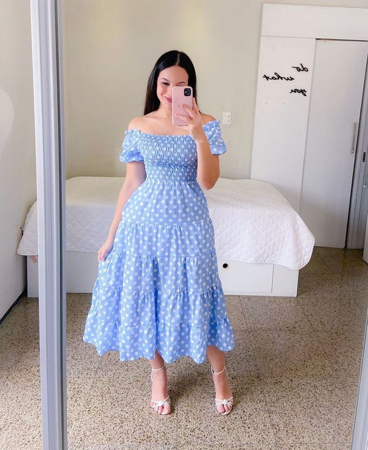 Dame sommerkjole med off-shoulder design Stilla
